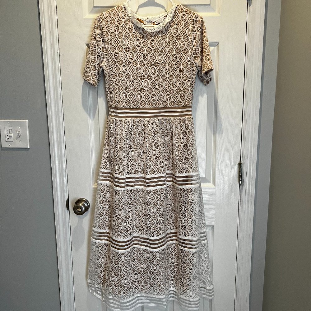 Baltic Born Windsor Lace Midi Dress - Ivory - Size Medium